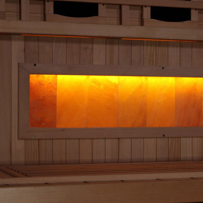 Golden Designs 4-Person Full Spectrum PureTech™ Near Zero EMF FAR Infrared Sauna with Himalayan Salt Bar (Canadian Hemlock)