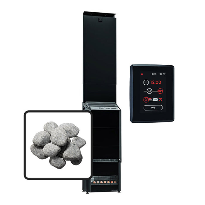 Saunum Temperature Equalizing 9.6kW Electric Heater Package w/ Digital Controller and WiFi and Stones