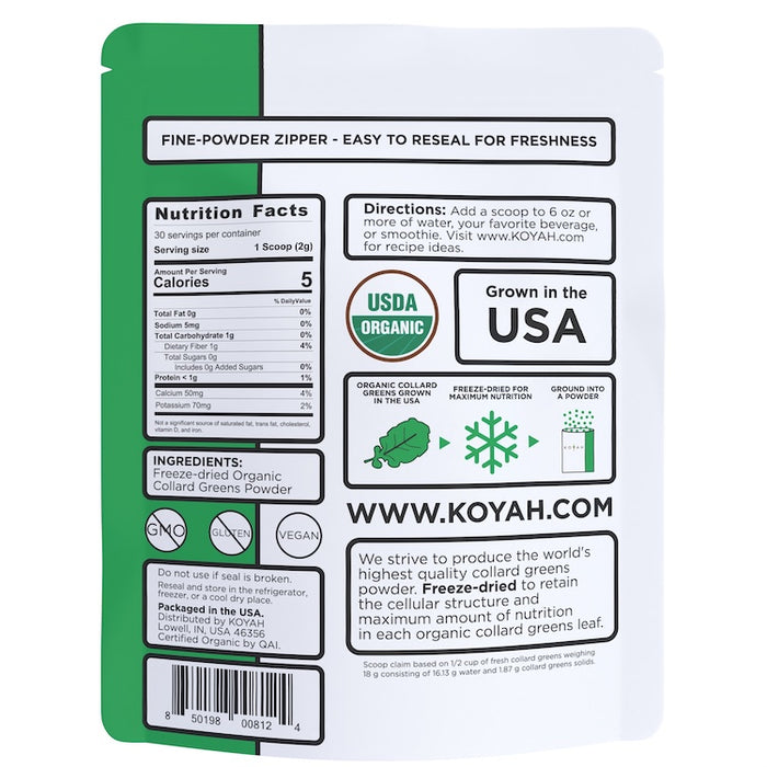 KOYAH Organic Collard Greens Powder