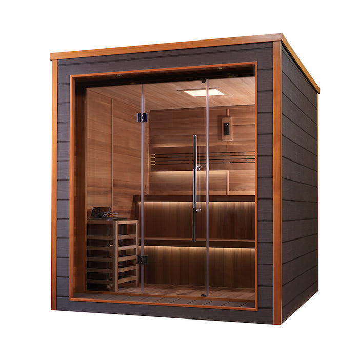 Golden Designs Bergen 6 Person Outdoor-Indoor Traditional Sauna - Canadian Red Cedar Interior