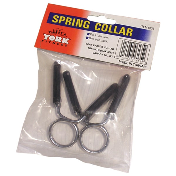 York Barbell 1 Spring Collars w Rubber Grips (pair) Package