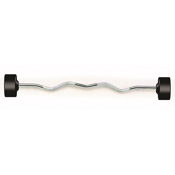 York Barbell Rubber Fixed Pro Curl Barbell Front View